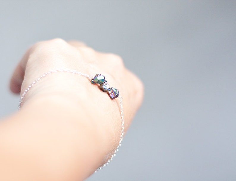 Druzy Bracelet Titanium rainbow Modern Minimalist jewelry Bohemian spring fashion rustic neutral silver gray