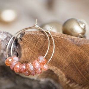 Sunstone Hoops Earrings 14K Gold filled Modern minimal chic jewelry image 8