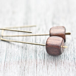 Modern Earrings Ebony Wood Cube Urban Minimalist Geometric Jewelry minimal chic organic eco friendly