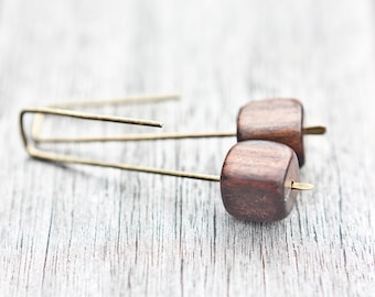 Modern Earrings Ebony Wood Cube Urban Minimalist Geometric Jewelry minimal chic organic eco friendly