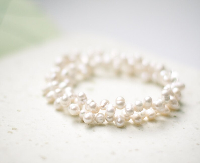 White Pearl Bracelet Choker Bridal Wedding Modern Minimalist jewelry image 3