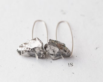 Raw Quartz Earrings Argentuim Sterling Silver Modern Jewelry