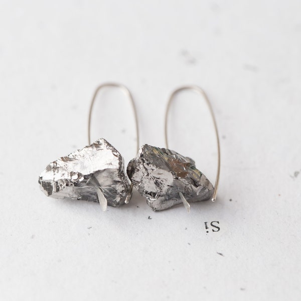 Raw Quartz Earrings Argentuim Sterling Silver Modern Jewelry