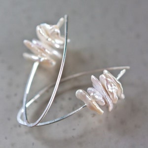 Modern Earrings Keishi Pearls Sterling Silver Ivory White Keshi Bridal Wedding bridesmaid jewelry minimal chic image 4