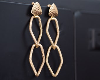 Long Chain Statement Earrings Triangle Geometric Jewelry 18K