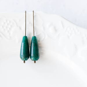 Modern Drop Teal Earrings Emerald Green Jade Urban Minimalist Geometric Jewelry organic eco friendly minimal chic