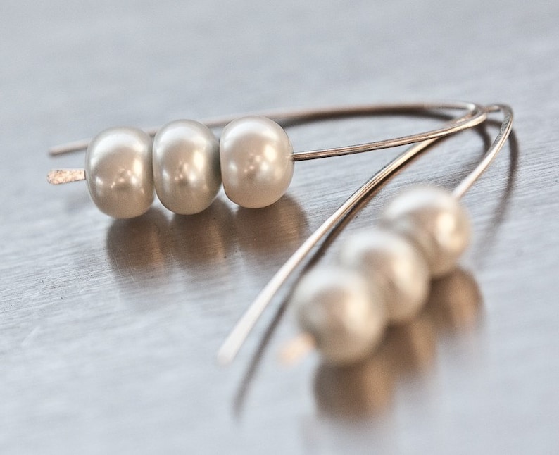 Modern Pearl Earrings Argentuim Sterling silver Natural White image 2
