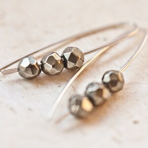 Modern Earrings Argentuim Sterling silver Golden Pyrite Gray Black Minimalist design image 4