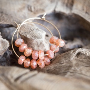 Sunstone Hoops Earrings 14K Gold filled Modern minimal chic jewelry