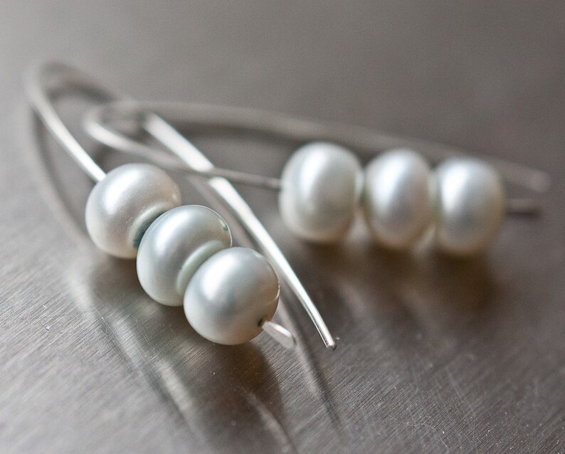 Modern Pearl Earrings Argentuim Sterling silver Natural White image 5