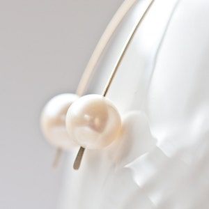 Modern Simple Earrings14K Goldfilled White Pearls Ivory Wedding Bridal Minimal Chic Organic Minimalist image 1
