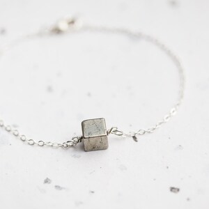 Pyrite Cube Bracelet Modern Minimalist jewelry minimal chic neutral silver gray image 4