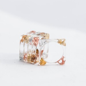 Square Resin Stacking Ring Modern Transparent Tricolor Ring OOAK image 4