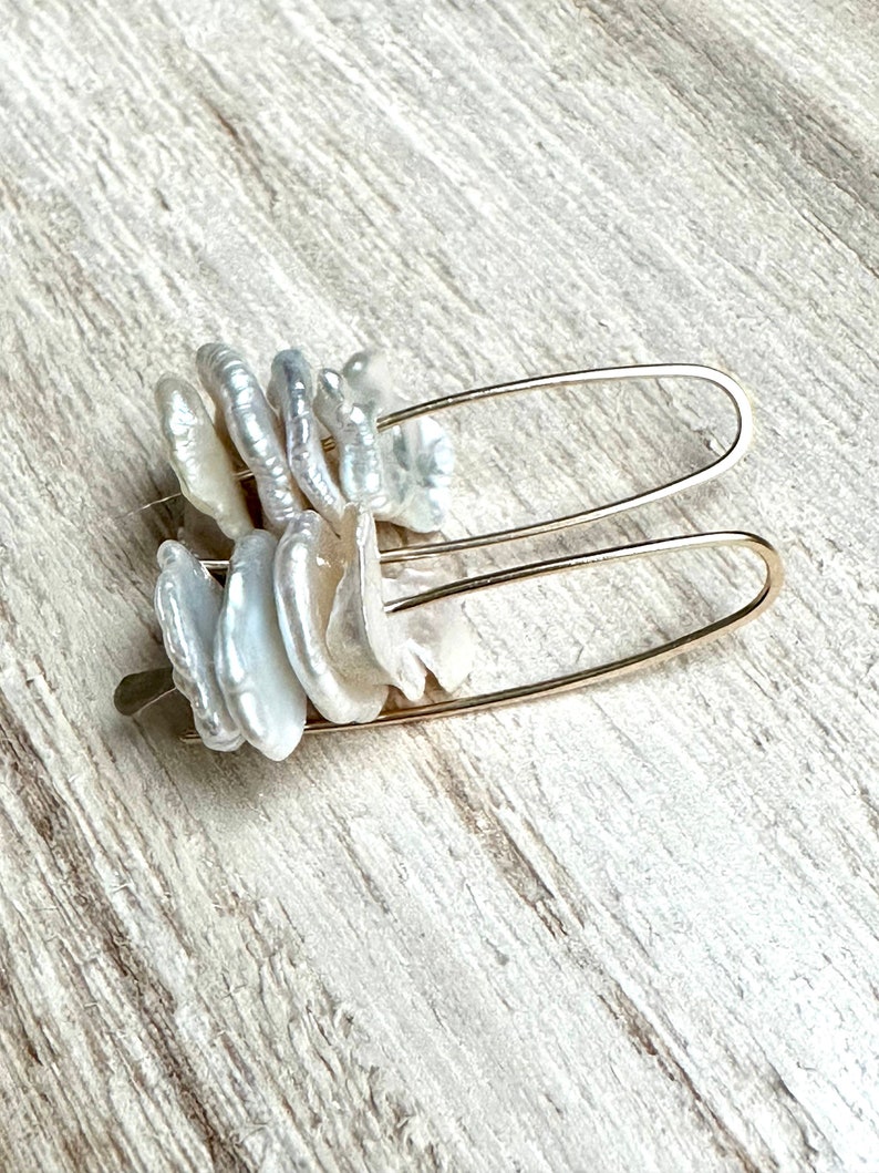 Modern Earrings Keishi Pearls Sterling Silver Ivory White Keshi Bridal Wedding bridesmaid jewelry minimal chic image 8