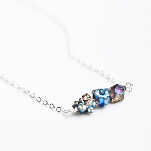 Druzy Necklace Titanium rainbow Modern Minimalist jewelry Boho fashion rustic neutral silver gray image 2