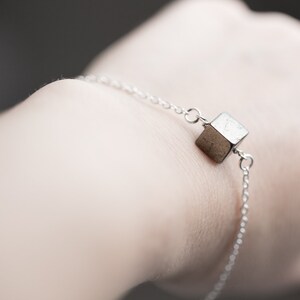 Pyrite Cube Bracelet Modern Minimalist jewelry minimal chic neutral silver gray image 5