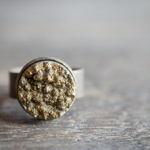 Gold Druzy Ring Adjustable Cocktail Statement Ring OOAK drusy agate boho jewelry raw rustic woodland organic design 画像 5