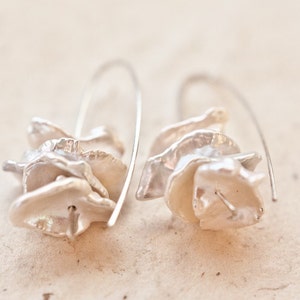 Modern Earrings Keishi Pearls Sterling Silver Ivory White Keshi Bridal Wedding bridesmaid jewelry minimal chic image 3