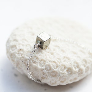 Pyrite Cube Bracelet Modern Minimalist jewelry minimal chic neutral silver gray image 3