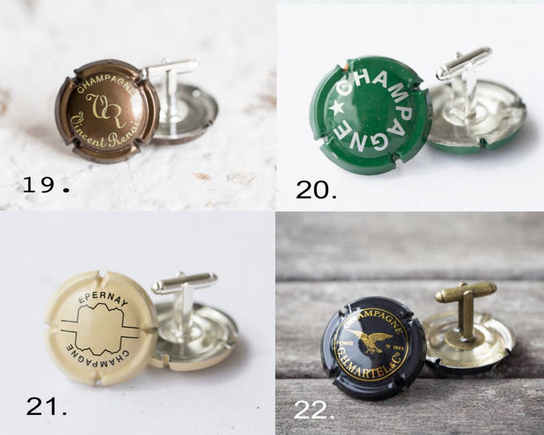 Champagne Caps Men Cufflinks Upcycled French Wine cuff links for him groomsmen gift image 4