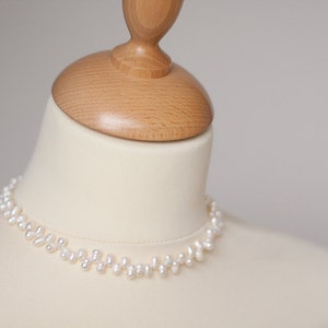 White Pearl Bracelet Choker Bridal Wedding Modern Minimalist jewelry image 2