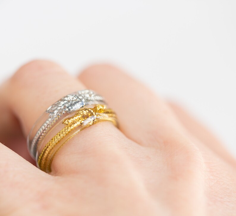 Love Knot Thin Stackable Gold Resin Ring Smooth Ring OOAK minimal chic minimalist jewelry image 7