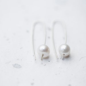 Modern Simple Earrings14K Goldfilled White Pearls Ivory Wedding Bridal Minimal Chic Organic Minimalist image 4