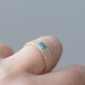 Tourmaline Gemstone Resin Ring Stacking smooth Ring OOAK hypoallergenic ring image 9