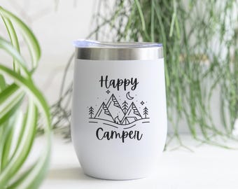 Vaso térmico para vino Happy Camper: vaso de acero inoxidable con aislamiento para acampar.