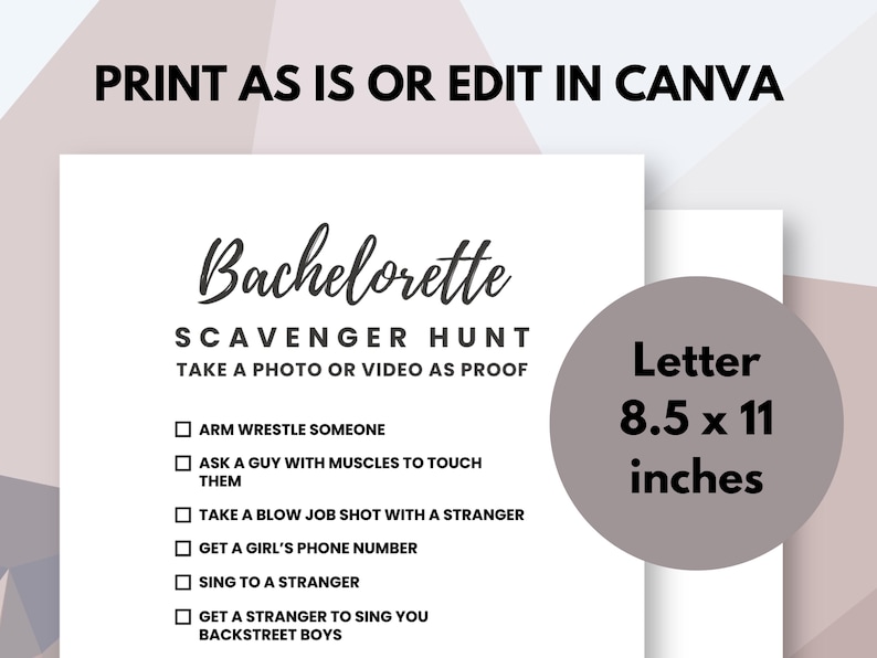 Bachelorette Scavenger Hunt: Editable Party Game (digital Download) - Etsy