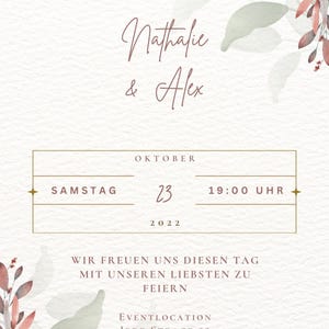Hochzeit Einladungskarte, Florale Einladungskarte, Floral Wedding Invitation Template, dügün davetiyesi, Einladung