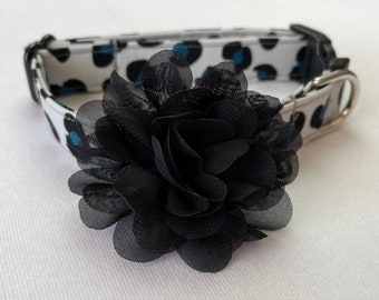 Gray Leopard Dog Collar Size XS through Large by Doogie Couture