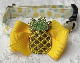 Tropical Summer Pineapple Dog Collar Size XS through Large by Doogie Couture