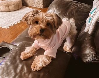 Baby Pink Dog Turtleneck Long Sleeve Shirt XXXS - Large