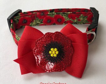 Pretty Poppy Dog Collar Size XS through Large by Doogie Couture Pet Boutique