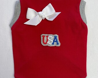 Red USA Dog Tank Shirt Clothes XXXS-Large by Doogie Couture