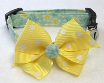 Marvelous Mint & Yellow Dog Collar Size XS through Large by Doogie Couture Pet Boutique