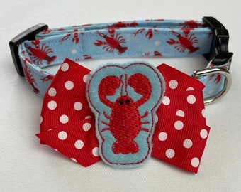 Red Lobster Dog Collar Size XS through Large by Doogie Couture