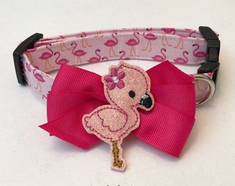 Fabulous Flamingo Dog Collar Size XS through Large by Doogie Couture