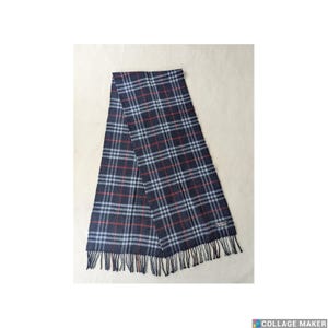 BURBERRY London Vintage Classic Nova Check Knit 100% Lambs Wool Black SCARF
