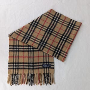 Authentic Burberry&#39;s Unisex Check Scarf Beige 60% Cashmere & 40 Lambswool