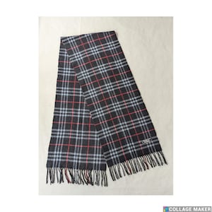BURBERRY London Vintage Classic Nova Check Knit 100% Lambs Wool Black SCARF