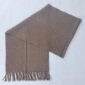 FENDI Cravatte Solid Logo Brushed Woven Cashmere Fringe Brown Rectangle SCARF