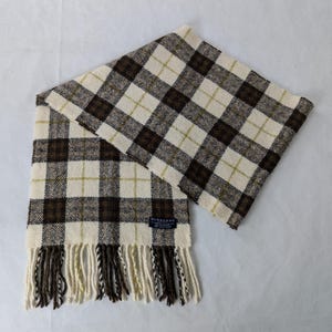 BURBERRY London Classic Nova Check Knit Wool Fringe Neck Warmer White SCARF