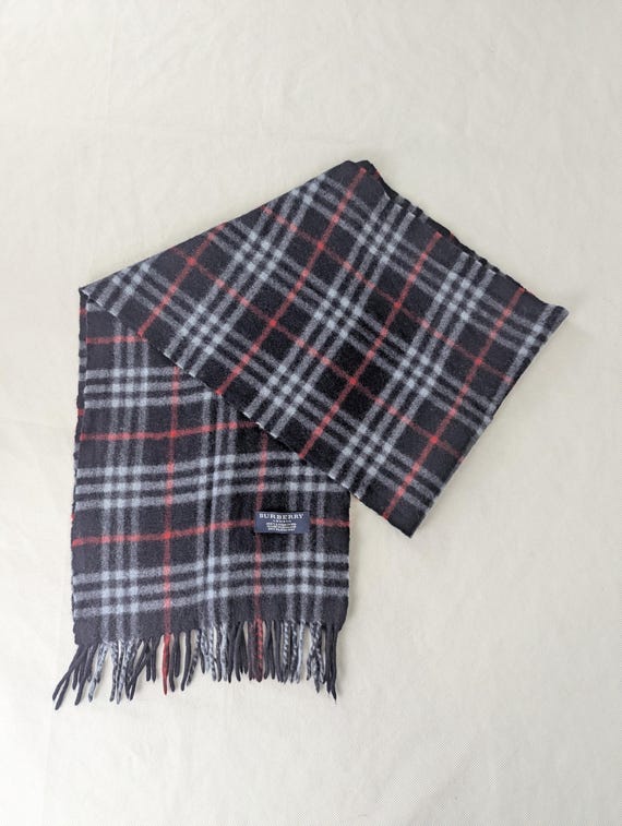 中古バーバリー ラムウール マフラー ブルー – ユニセックス