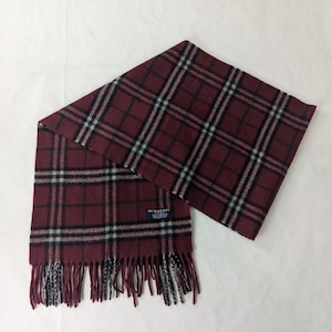 BURBERRY London Classic Nova geruite gebreide 100% kasjmier nekwarmer kastanjebruine SJAAL