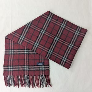 BURBERRY London Classic Nova geruite gebreide 100% kasjmier nekwarmer kastanjebruine SJAAL