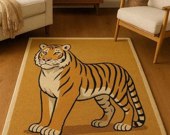 Hand Tufted Tiger Rug | Wool Area Rug for Bold Home Decor