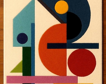 Bauhaus Geometric Area Rug | Mid Century Modern Rug | Abstract Color Block Floor Decor
