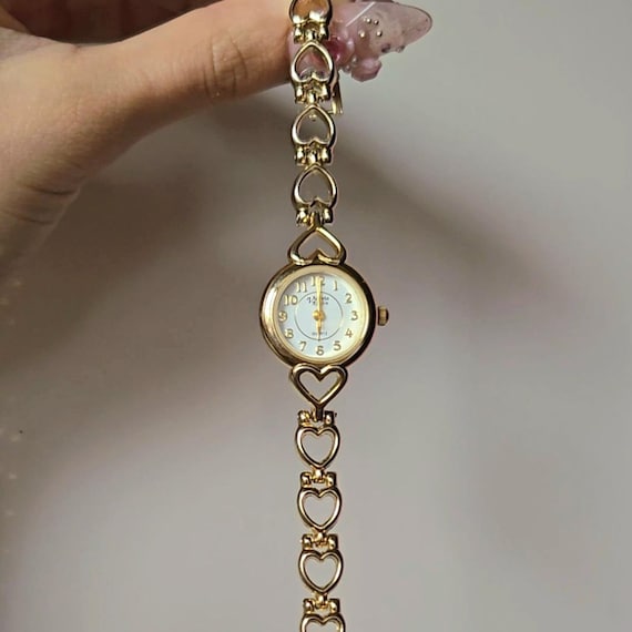 Gold hearts vintage watch